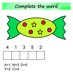 worksheet for preschool kids. Words puzzle educational game for children. Place the letters in right order.