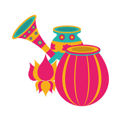 indian lamp with cornet and pot