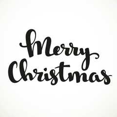 Merry Christmass calligraphic inscription on a white background