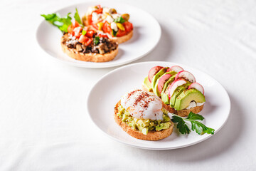 Toast with poached egg and avocado