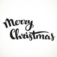 Merry Christmass black calligraphic inscription on a white background