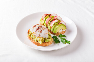 Toast with poached egg and avocado