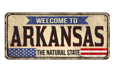 Fototapeta premium Welcome to Arkansas vintage rusty metal sign