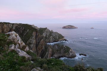 Peñas Cape cliffs at sunrise in Asturias, north of Spain