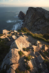 Peñas Cape cliffs at sunrise in Asturias, north of Spain