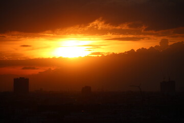 Fototapeta premium sunset time with cloud sky 