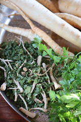 Petersilienwurzeln/Petersilienblätter/getrocknete Petersilie