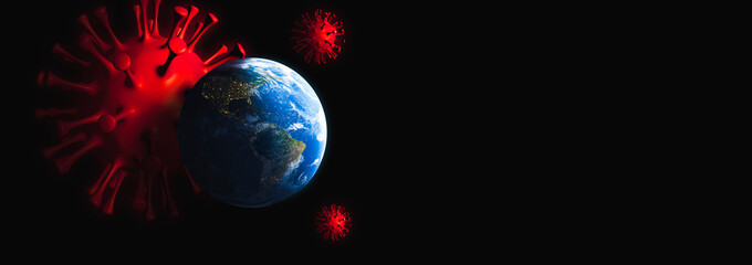 concept - planet earth with coronavirus covid 19 - 3d Rendering - elements of this image furnished by NASA