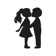 Obraz na płótnie Canvas Cute kids kissing, vector