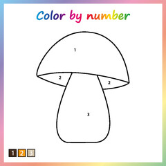 Worksheet for education. painting page, color by numbers. Game for preschool kids.