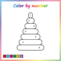 Worksheet for education. painting page, color by numbers. Game for preschool kids.
