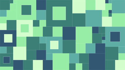 vector background consisting of a pattern of squares of various sizes with a green coloring and a subtle white outline.