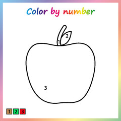 Worksheet for education. painting page, color by numbers. Game for preschool kids.