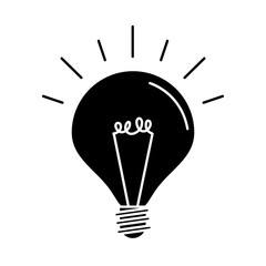 bright lamp, electric light bulb, eco idea metaphor, isolated icon silhouette style