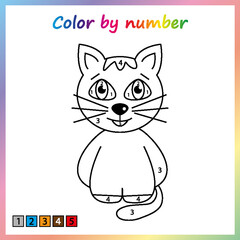 Worksheet for education. painting page, color by numbers.  Game for preschool kids.