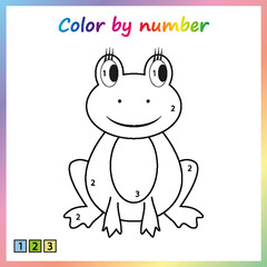 Worksheet for education. painting page, color by numbers.  Game for preschool kids.