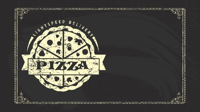 lightspeed delivery pizza real branding idea with tempting mushrooms and salami chalk drawings on blackboard