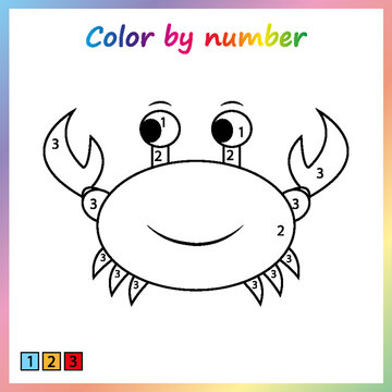 Worksheet for education. painting page, color by numbers.  Game for preschool kids.
