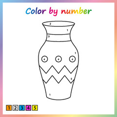 Worksheet for education. painting page, color by numbers.  Game for preschool kids.