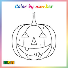 Worksheet for education. painting page, color by numbers.  Game for preschool kids.