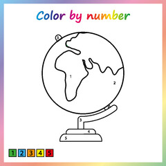 Worksheet for education. painting page, color by numbers.  Game for preschool kids.