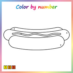 Worksheet for education. painting page, color by numbers.  Game for preschool kids.