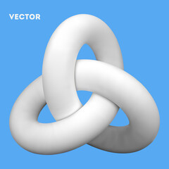 white 3D squiggle, geometrical figure, Vector illustration