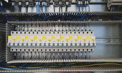 switchboard with circuit breakers electrical background