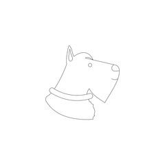 Funny line style icon of mittelschnauzer for different design. Cute family dog for coloring book.
