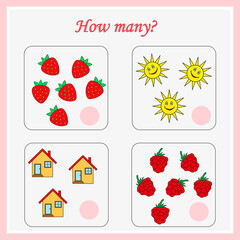 Worksheet. Mathematical puzzle game. Learning mathematics, tasks for addition  for preschool  children. worksheet for preschool kids - vector