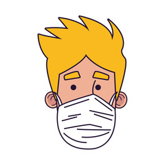 young man wearing medical mask head character