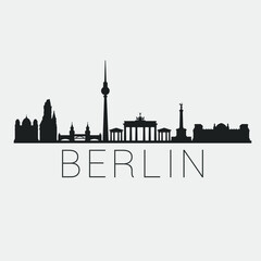Berlin Germany. Skyline Silhouette City. Design Vector. Famous Monuments Tourism Travel. Buildings Tour Landmark.