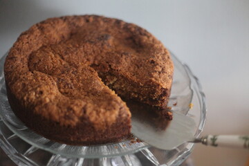 chocolate cake, on a large plate