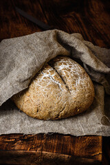 Freshly baked loaf of rye bread