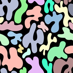  Abstract pattern of colored spots on a black background.A simple pattern of spots. Abstract style.Vector illustration
