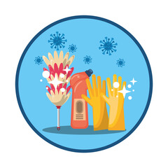 set of housekeeping tools for disinfect your house