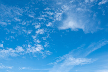 The sky has clouds in the daytime.. Blue sky background with clouds.