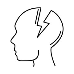 alzheimer disease, male profile silhouette memory loss, decrease in mental human ability line style icon