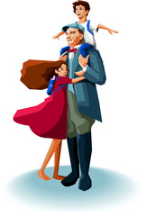 Turkish kids hugging to first president of Turkey who is Ataturk.