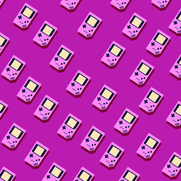 Video games vintage purple pattern flat vector icon illustration