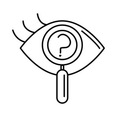 alzheimer disease, vision problems analysis, decrease in mental human ability line style icon