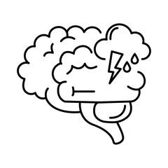 alzheimer disease, brain intellectual decrease in mental human ability line style icon