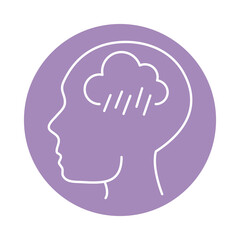 alzheimer disease, male profile silhouette intellectual, decrease in mental human ability color block style icon