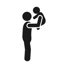 pictogram man holding up a baby, silhouette style