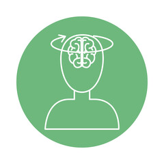 alzheimer disease, neurological function brain, decrease in mental human ability color block style icon