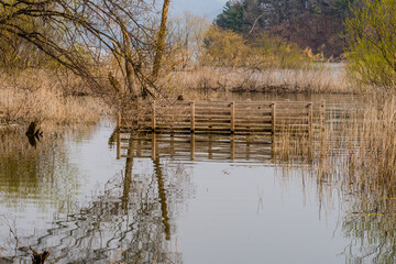 Footbridge submerged in water