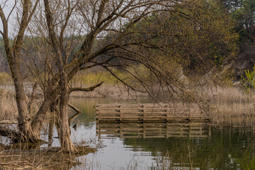 Footbridge submerged in water