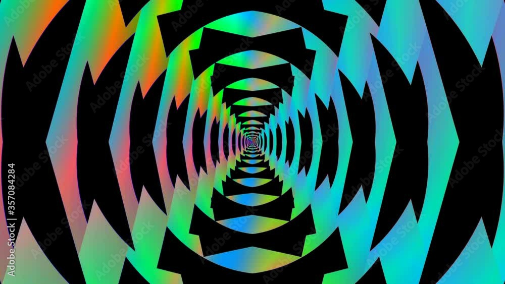 Poster kaleidoscope hypnotic multicolored rotation spiral seamless loop background