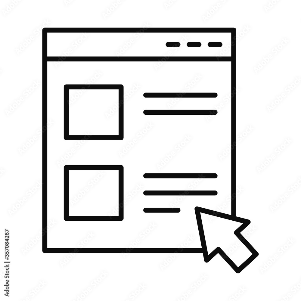 Poster web page with cursor arrow icon, line style