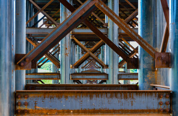 Cross bars of iron bridge